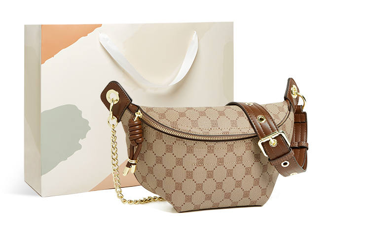 15 MINS PVC Shoulder Bag, Mom Bag, Crossbody Bag Medium Women's Coffee