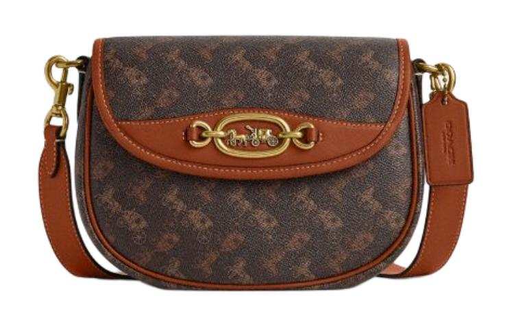 COACH Harley Coated Canvas With Glove Tanned Leather Crossbody Bags Medium Women's Coffee