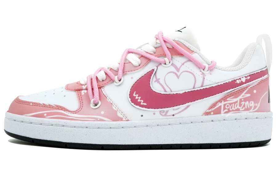 Nike Nike Court Borough Wan Hua Nong, Pink Heart Slip Resistant Abrasion Resistant Low top Skateboard Shoes Women's