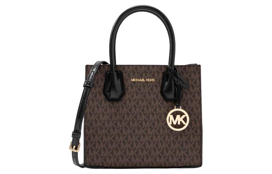 MICHAEL KORS Mercer Canvas Shoulder Bag, Crossbody Bag, Handbag Medium Women's Black