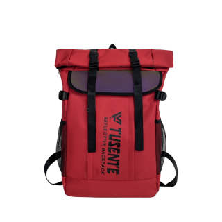 DELIXIONG Oxford Backpack Regular Unisex Red/Black/Light Gray/Dark Blue