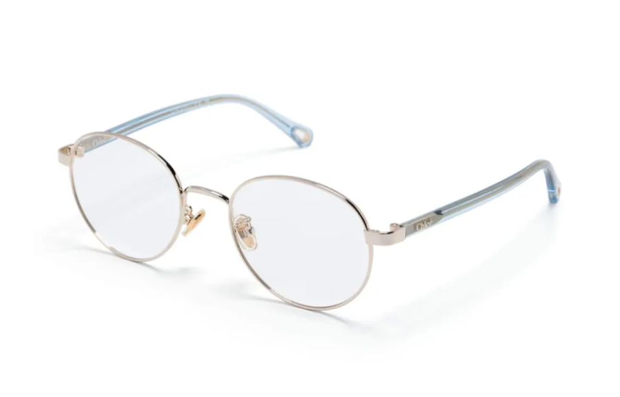 Chloé Chloe Acetate Metal Irregular Shape Eyeglass Frames Women's Blue