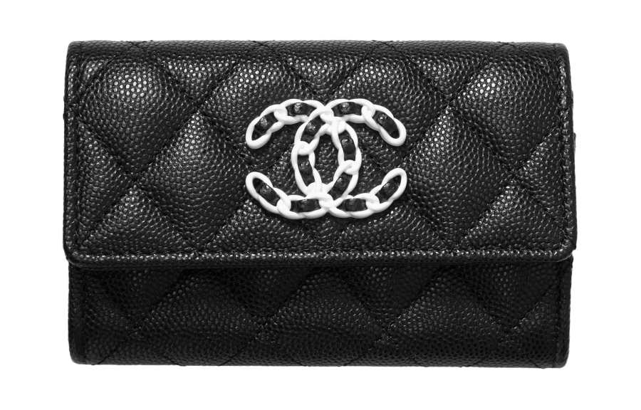 CHANEL Grain Embossed Calfskin Card Holder, Wallet Women's Black