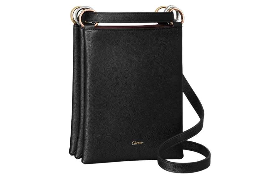 CARTIER Trinity Series Grain Calfskin Shoulder Bag, Crossbody Bag Women's Black