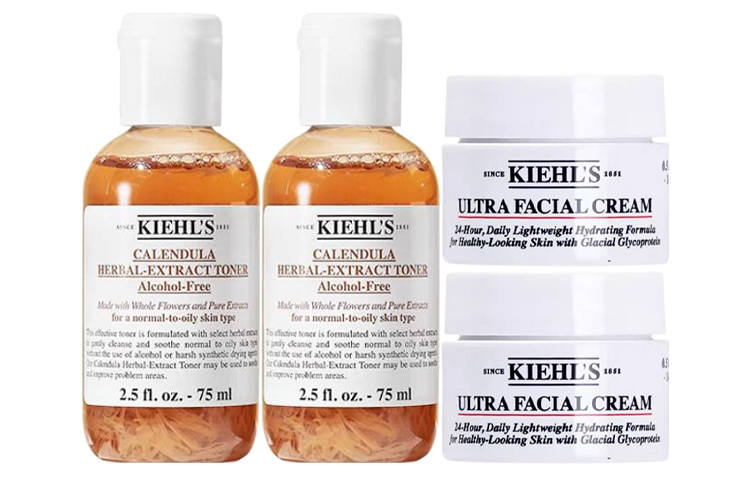 Kiehl's Sample Set Calendula Toner Intense Hydrating Cream Skincare Product Set Hydrating Oil Control 75ml*2+14ml*2