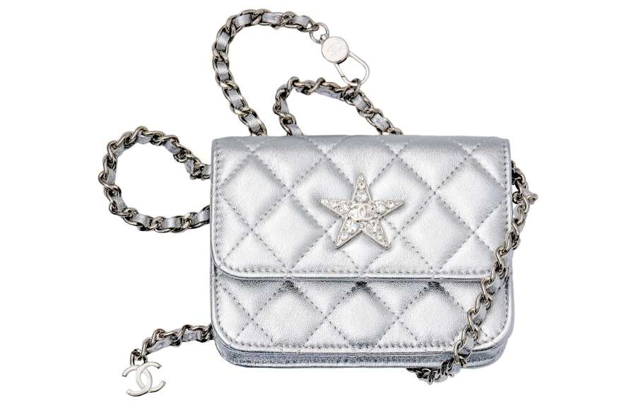 CHANEL Sheepskin Material Silver Tone Buckle Shoulder Bag, Crossbody Bag Women's Silver