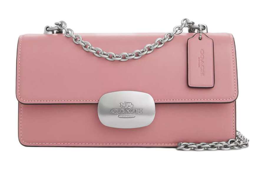 COACH Eliza Calfskin Shoulder Bag, Crossbody Bag Medium Women's Silver & True Pink