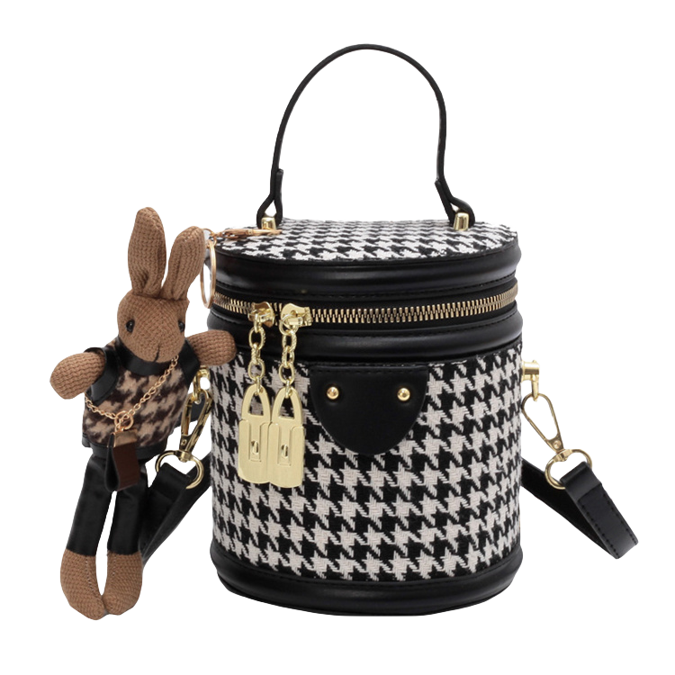 DUSENDAISHU Canvas Handheld Bucket Bag, Shoulder Bag, Crossbody Bag, Handbag Women's Black/Brown