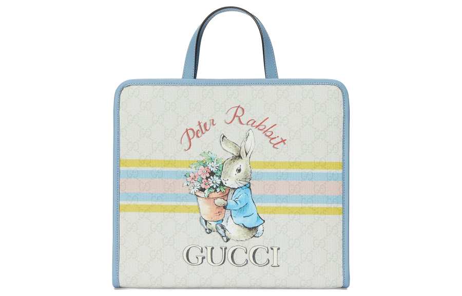 GUCCI X Peter Rabbit™ Collaboration GG Supreme Canvas Tote Bag, Shopping Bag, Shoulder Bag, Handbag Kids' Ecru