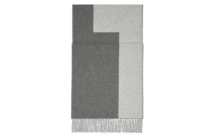 HERMES HERMES Knit Scarves Unisex Charcoal Gray Light Gray