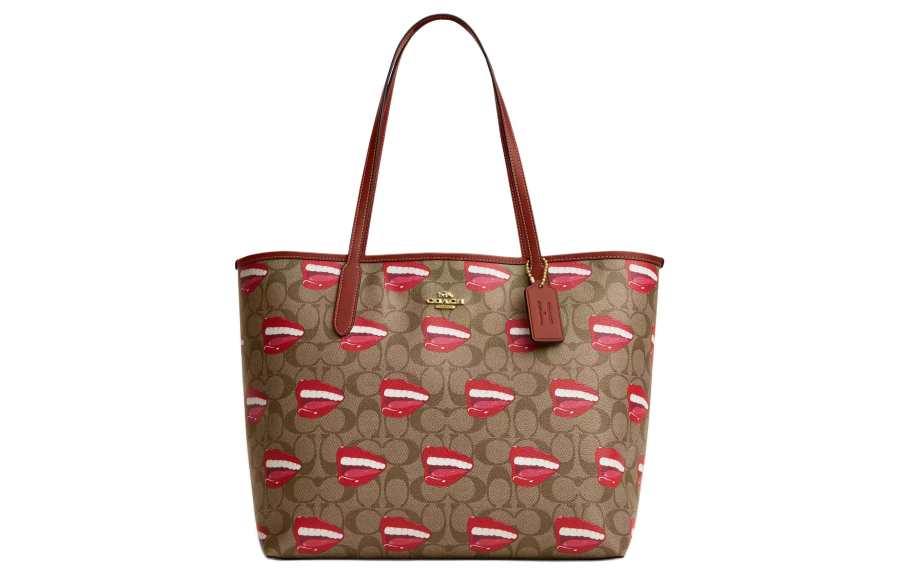 COACH Tom Wesselmann Collaboration City Coated Canvas With Leather Tote Bag, Shopping Bag, Handbag, Shoulder Bag Large
