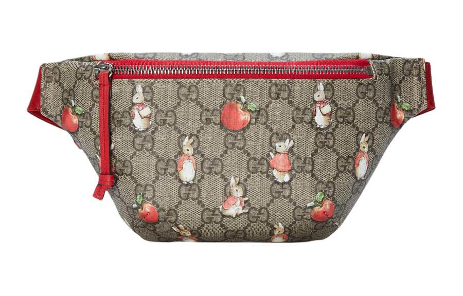 GUCCI Peter Rabbit™ Collaboration Canvas With Leather Fanny Pack Kids' Ebony & Green & Red