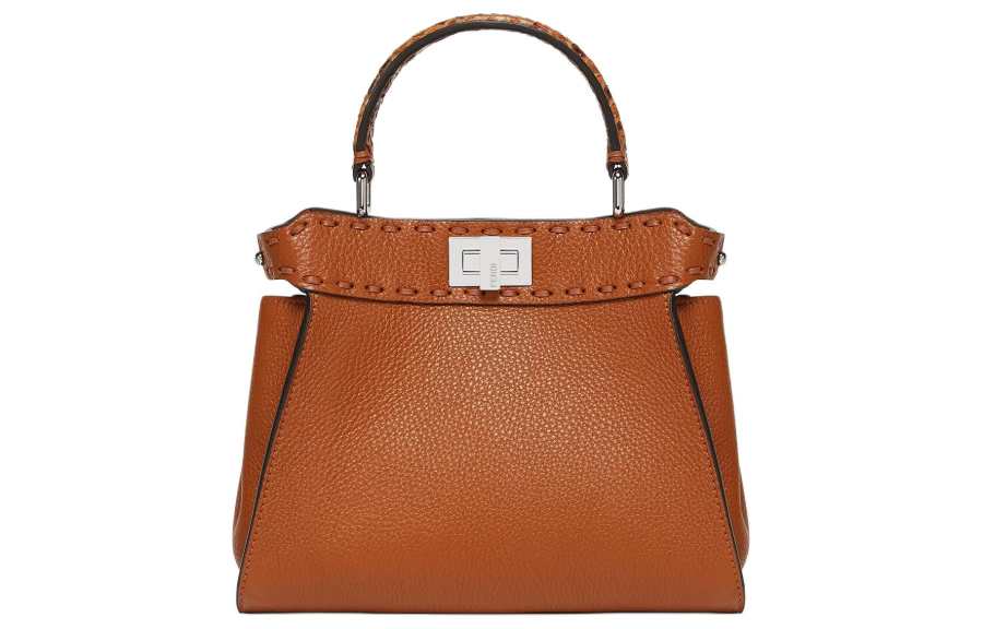 FENDI Peekaboo Calfskin Shoulder Bag, Crossbody Bag, Handbag Mini Women's Brown
