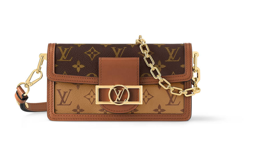 LOUIS VUITTON Dauphine Coated Canvas With Cow Leather Portable Crossbody Bag, Shoulder Bag Women's Brown