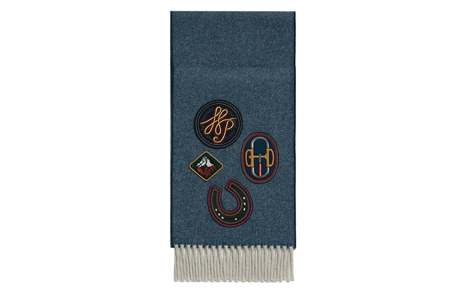 HERMES HERMES Scarves Unisex Denim Blue
