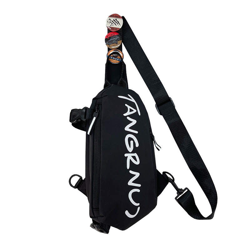 TAIKESEN Zip Closure Nylon Fabric Sling Bag Regular Unisex Black/White