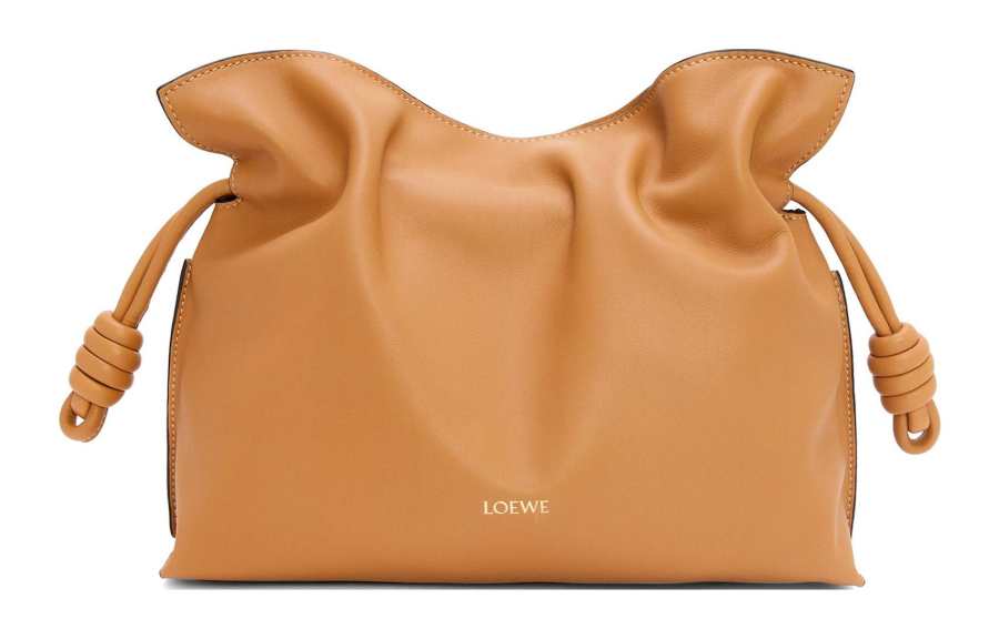 LOEWE Flamenco Napa Calf Leather Clutch Shoulder Bag Women's Desert