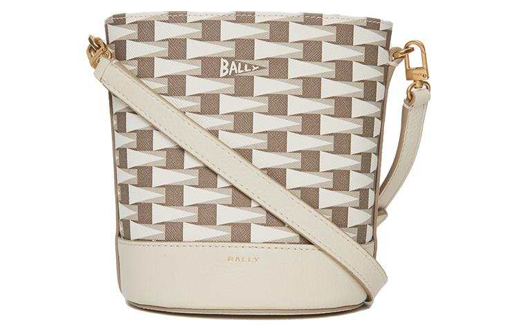 BALLY TPU Bucket Bags Crossbody Bag, Shoulder Bag Women's Gray & Bone White