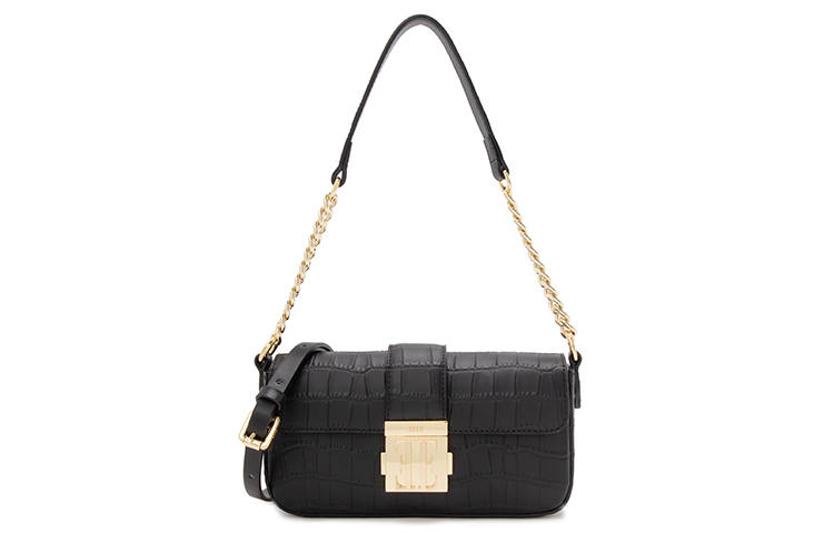 ELLE Cow Leather Underarm One Shoulder Small Square Bag Small Women's Black/Brown