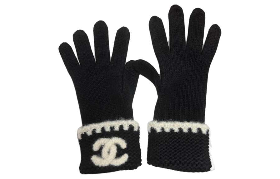 CHANEL CHANEL Knit Gloves Women's Black