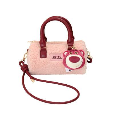 POTDEMIEL Disney/Disney Strawberry Bear Series Metal Accessories Polyester Handbag Unisex Red/Brown