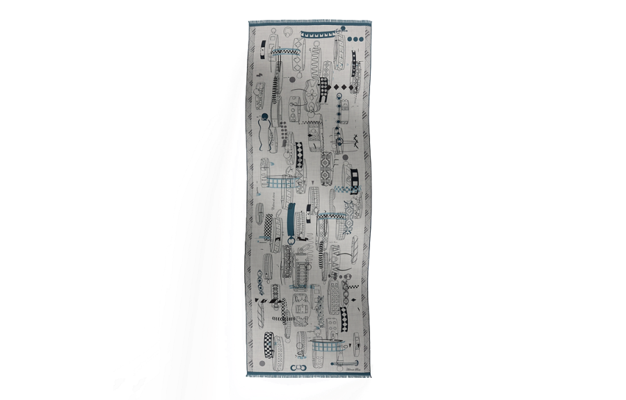 HERMES HERMES Chien Knit Scarves Men's Mixed Gray