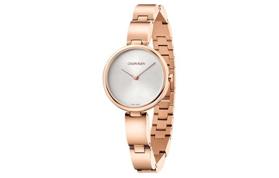 CALVIN KLEIN Wave Collection Wrist Watches Quartz Movement Stainless Steel Watchband 32mm Silver Dial Women's Watch