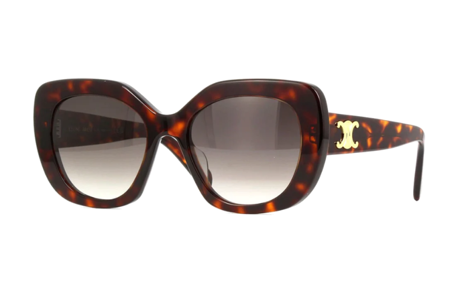 CELINE CELINE Acetate Irregular Shape Sunglasses Unisex Red Brown