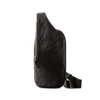 HOUBU Cow Leather One Shoulder Crossbody Sling Bag Regular Unisex Black