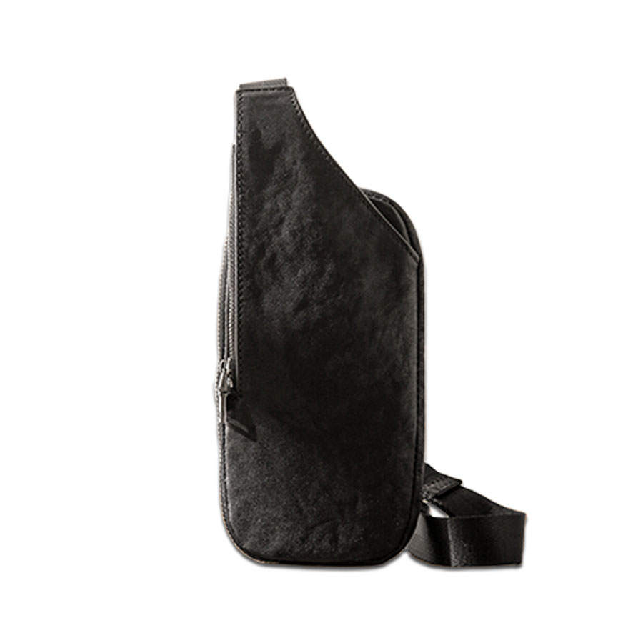 HOUBU Cow Leather One Shoulder Crossbody Sling Bag Regular Unisex Black