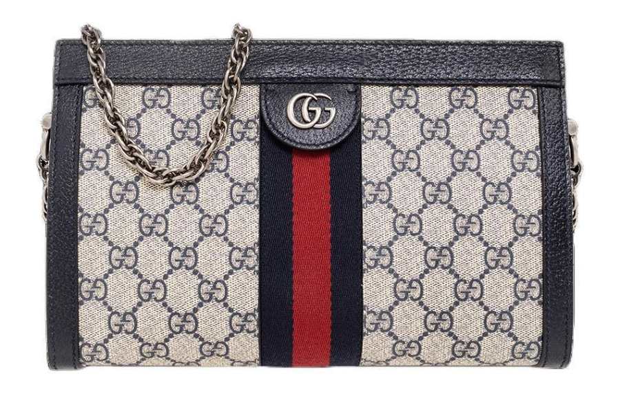 GUCCI Canvas With Leather Envelope Bag, Clutch, Crossbody Bag, Shoulder Bag Women's White & Blue