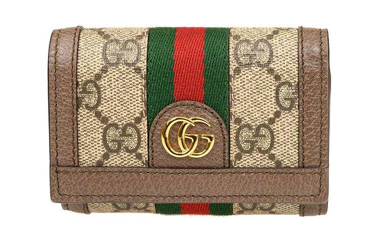 GUCCI Canvas With Leather Wallet Unisex Ebony/Brown