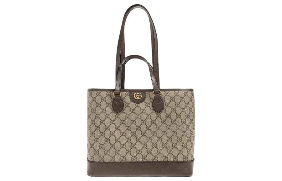 GUCCI Ophidia Canvas With Leather Binding Tote Bag, Shopping Bag, Handbag Small Women's Brown