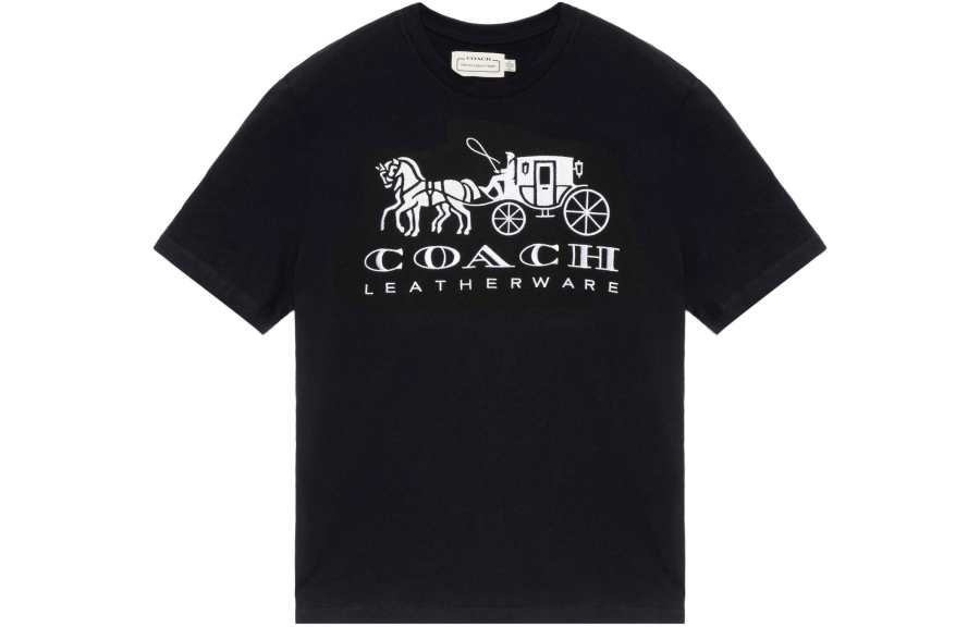 COACH Drop Shoulder Sleeve T Shirt Women's Black