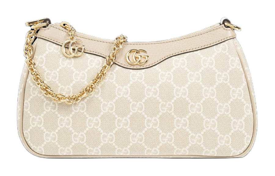 GUCCI Ophidia Canvas With Leather Shoulder Bag, Handbag, Shoulder Bag Women's Beige & White