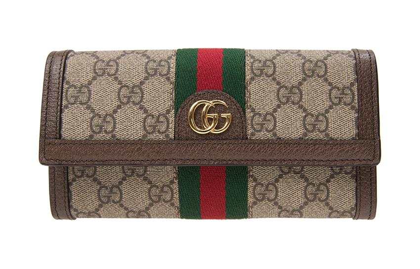 GUCCI Ophidia Canvas With Leather Wallet Women's Light Brown