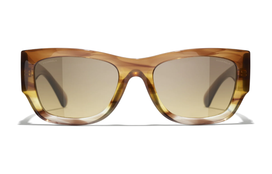CHANEL CHANEL Irregular Shape Sunglasses Women's Brown