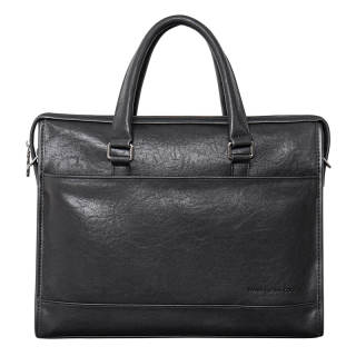 COW Leather Texture, Microfiber Synthetic Leather One Shoulder Crossbody Handheld Briefcase Large Men's Black