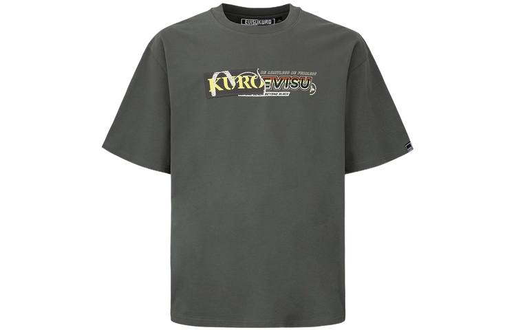 EVISU T Shirts Men's Dark Gray Crew Neck Moderate Straight Fit