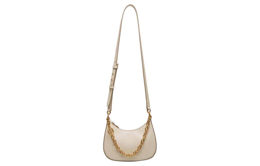 BALLY Emblem Patent Leather Handbag, Shoulder Bag, Crossbody Bag Mini Women's White