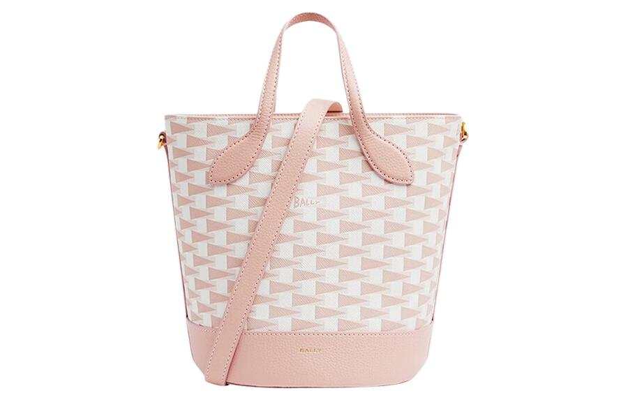 BALLY Cow Leather With Artificial Leather Bucket Bag, Shoulder Bag, Crossbody Bag, Handbag Women's Pink