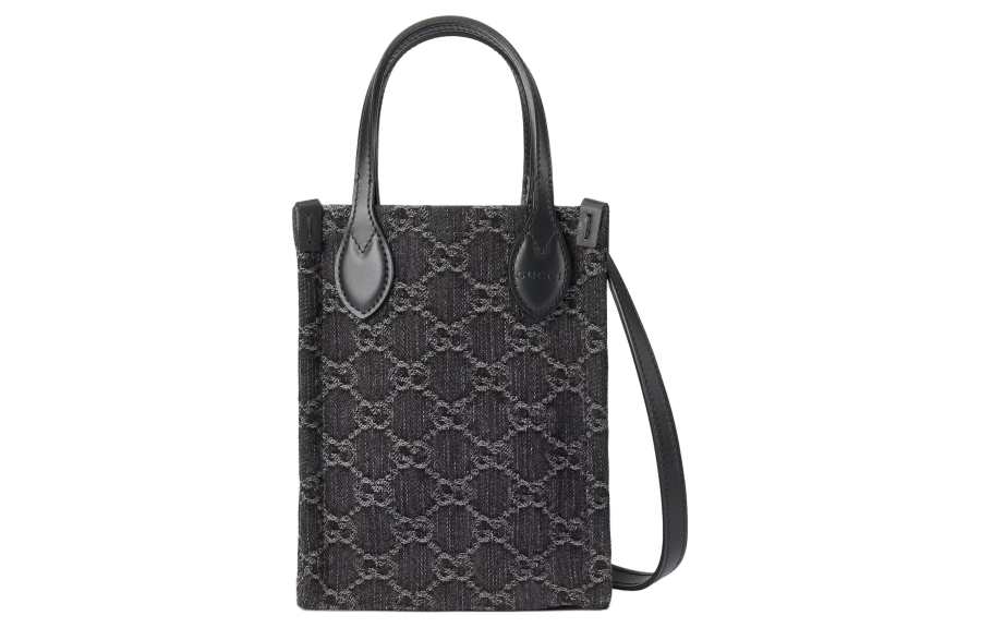 GUCCI Ophidia Denim Shoulder Bag, Crossbody Bag, Handbag Mini Women's Gray & Black