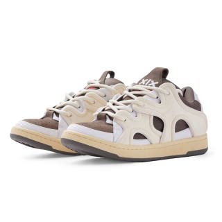 XIX Platform Puffy Shoes Slip Resistant, Abrasion Resistant, Height Increasing Low top Skateboard Shoes Unisex Mocha