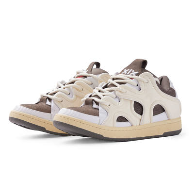 XIX Platform Puffy Shoes Slip Resistant, Abrasion Resistant, Height Increasing Low top Skateboard Shoes Unisex Mocha