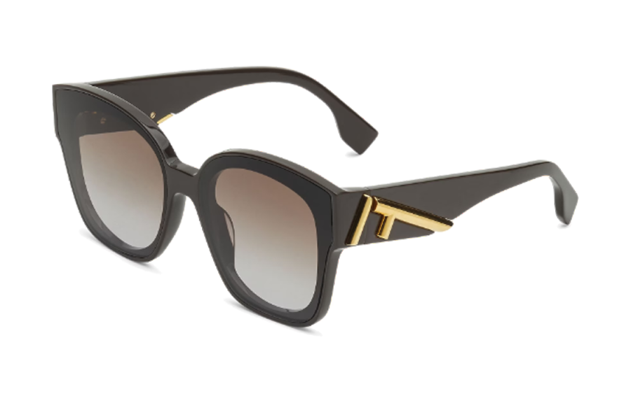 FENDI Acetate Metal Irregular Shape Sunglasses Women's Black