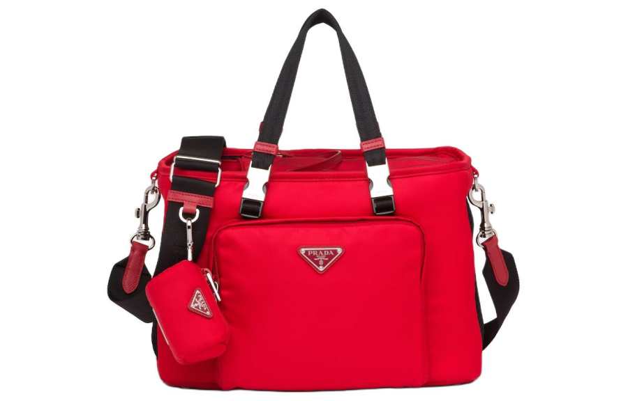 PRADA Fabric With Leather Pet Carrier Shoulder Bag, Crossbody Bag, Handbag Men's Red