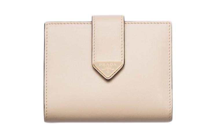 PRADA PRADA Leather Wallet Small Women's Travertine Color