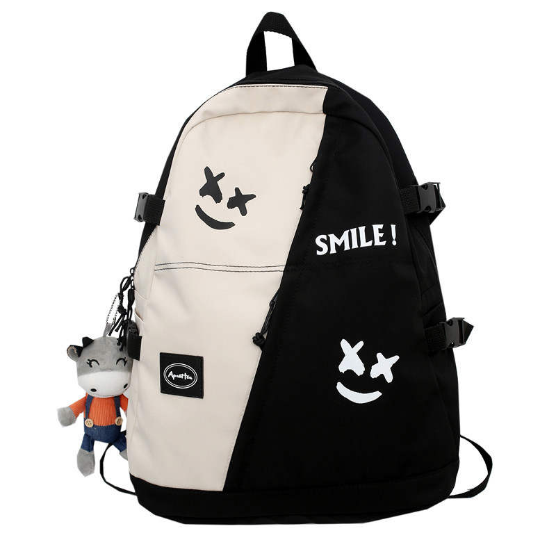 BALANG BALANG Nylon Backpack Regular Unisex White & Blue/Black & White/White & Blue+Hang/Black White+Charm