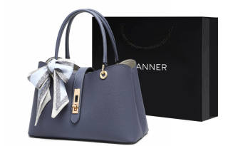C°BANNER Cow Leather With Synthetic Leather Handbag Medium Women's Blue