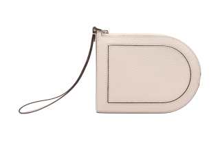 Delvaux Pin Taurillon Soft Grain Calfskin Coin Purse, Card Holder Women's Ecru